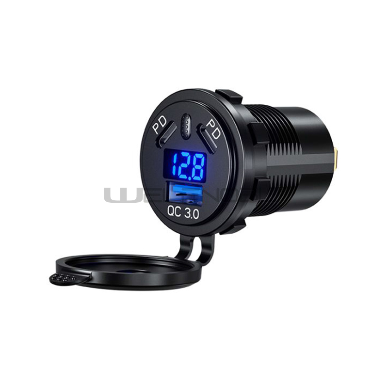 double PD QC3.0 USB socket with Voltmeter for bus