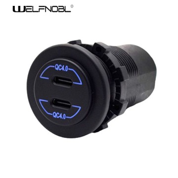 QC4.0 double PD socket with long body for cars