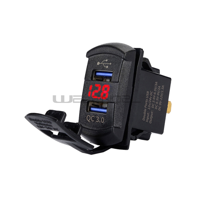4.8A Dual USB Fast Charger Socket with LED Voltmeter