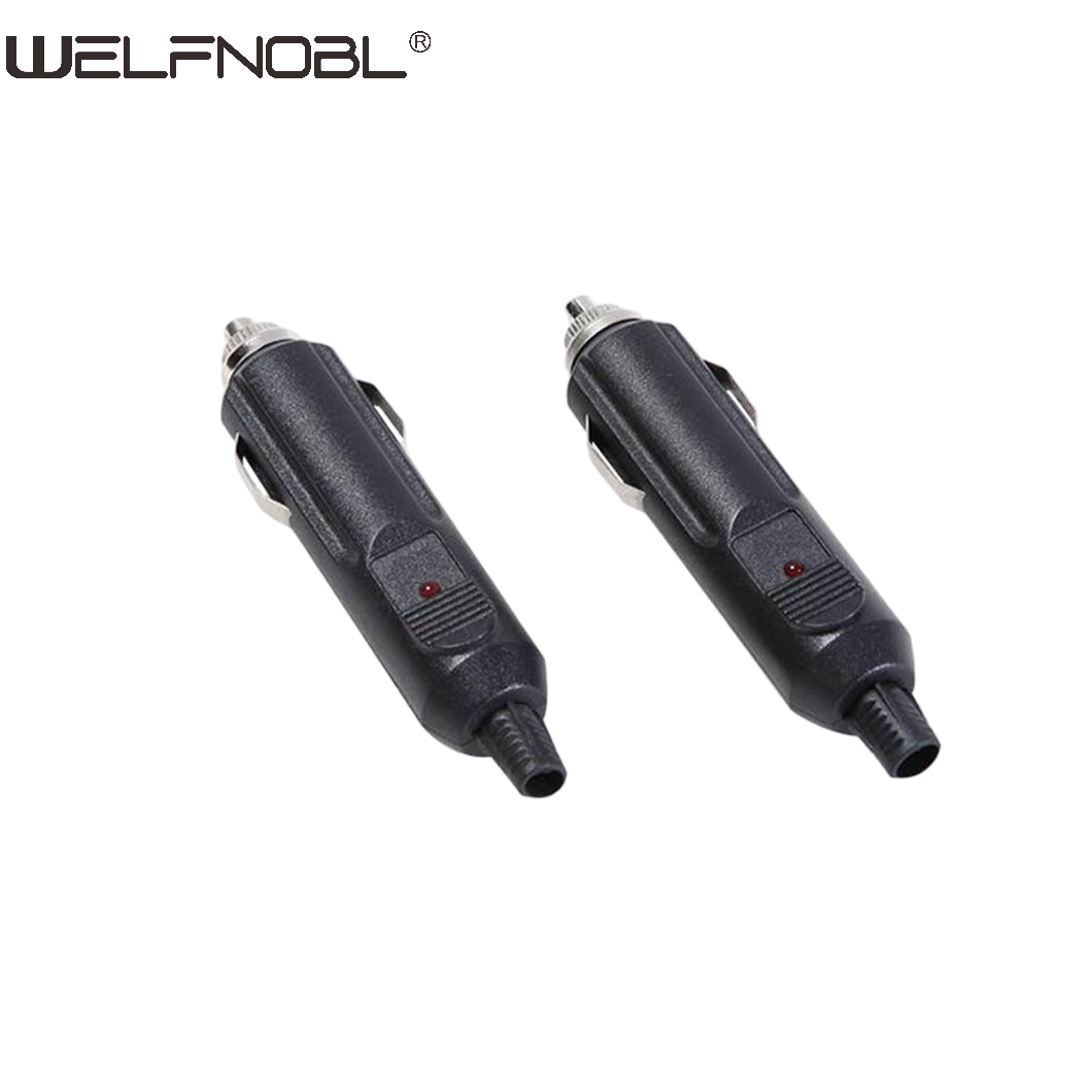 DS015G 12V Car Cigarette Lighter Plug - Male Connector with Fuse & Red LED