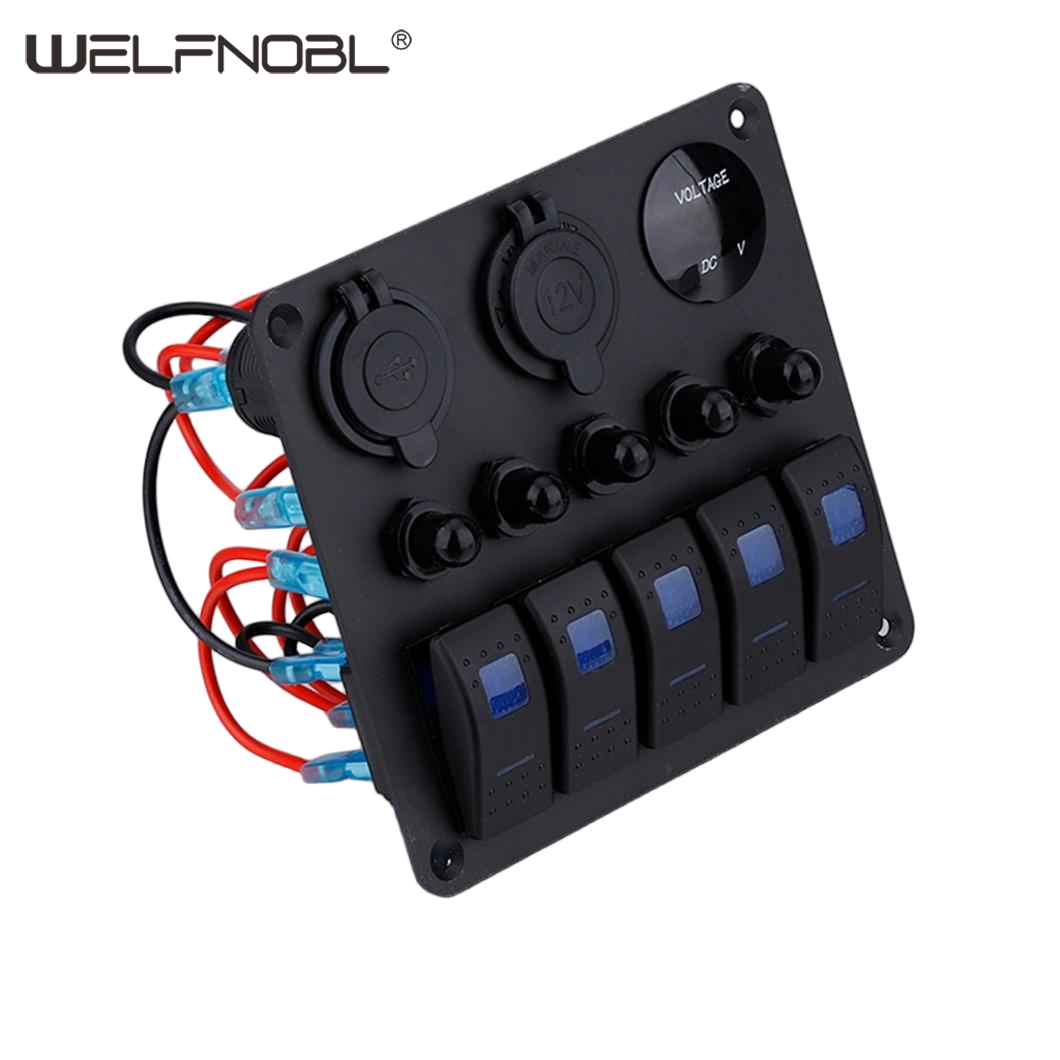 5 Gang Control Boat Rocker switch Panel