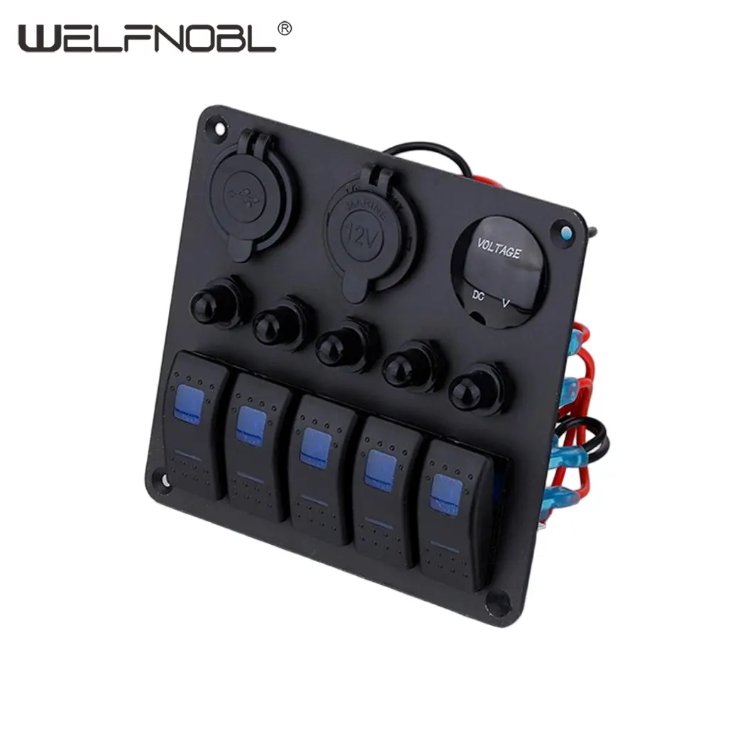 5 Gang Control Boat Rocker switch Panel