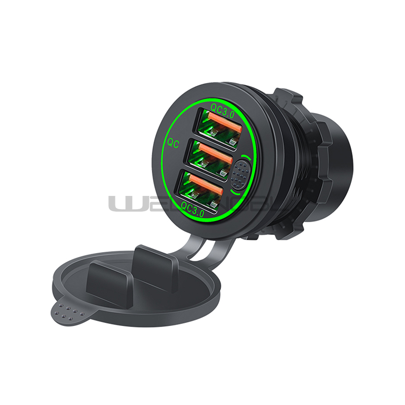 three QC3.0 USB socket with Switch for  bus
