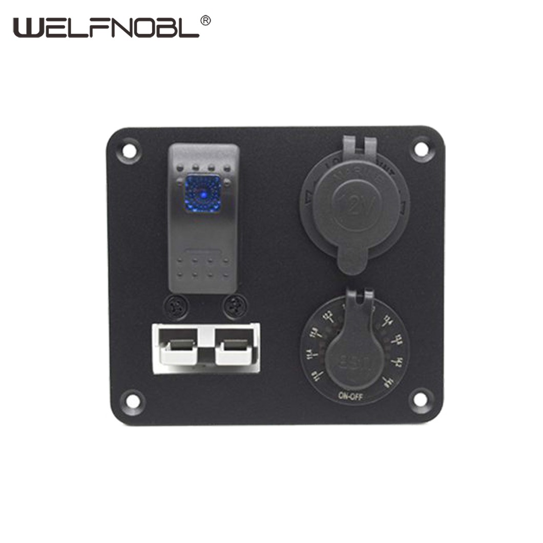 Modified car 12V Anderson socket combination panel