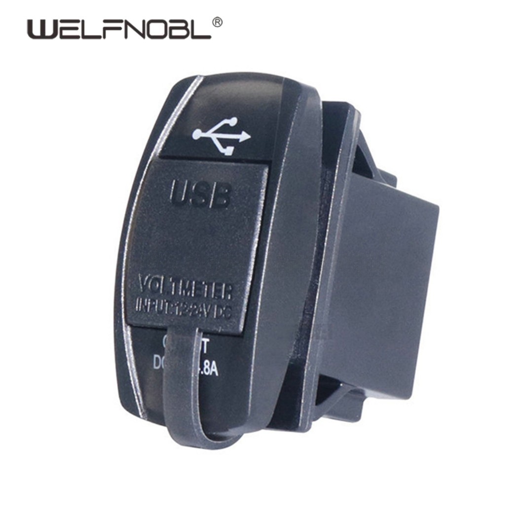 DC Voltmeter 5V 4.8A USB Motorcycle Waterproof Multi Car USB Charger Socket WIth Light