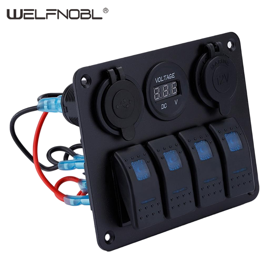 4 Gang Marine Boat ON OFF Rocker Switch Panel
