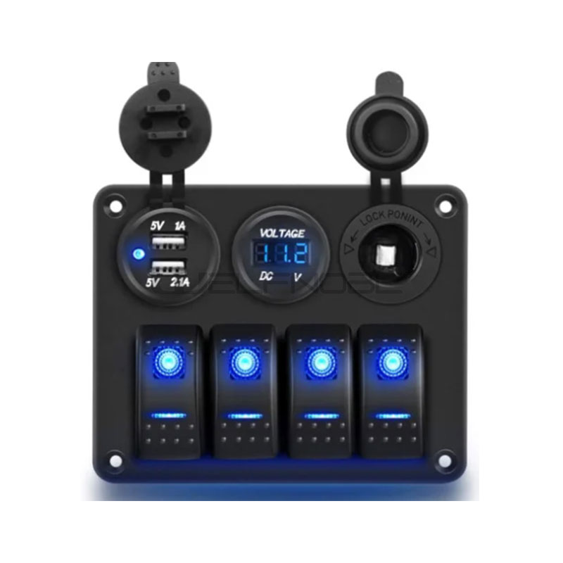 4 Gang Marine Boat ON OFF Rocker Switch Panel