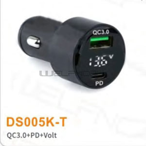 2 Ports Type-C PD 18W QC3.0 +Type C PD Car Charger