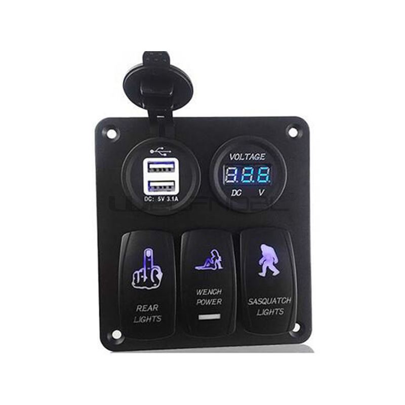 3 gang switch USB socket voltmeter panel