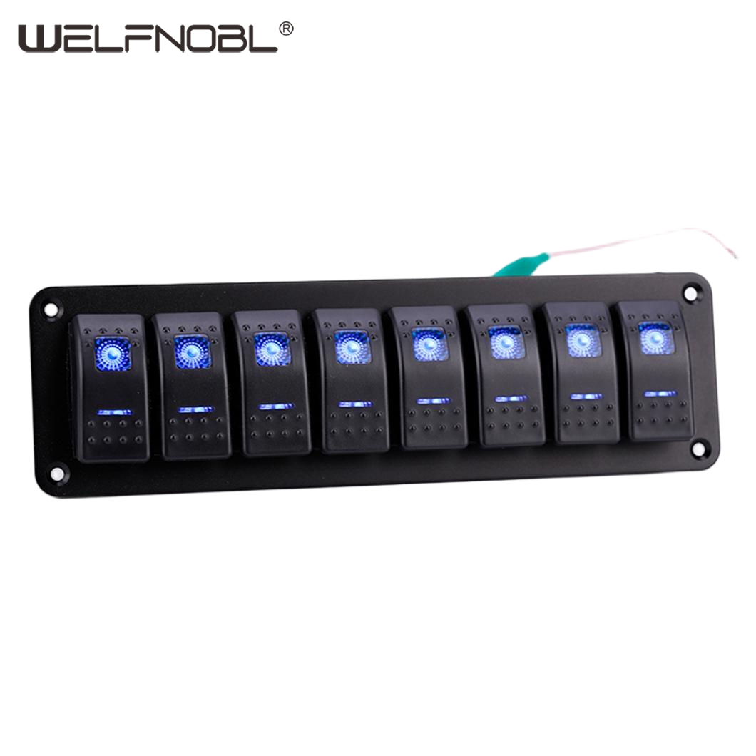 8 Gang Aluminum Rocker Switch Panel