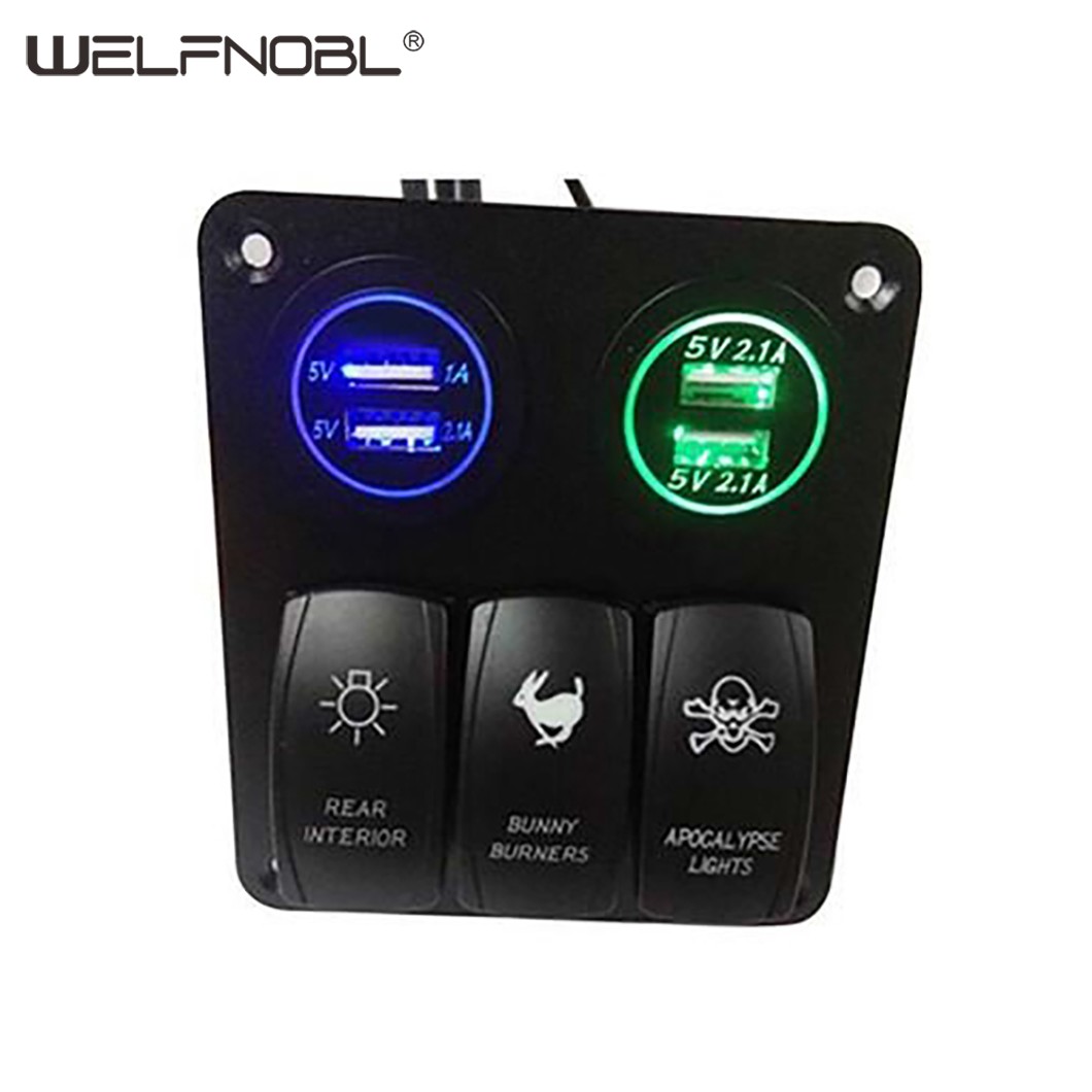3 gang switch USB socket voltmeter panel