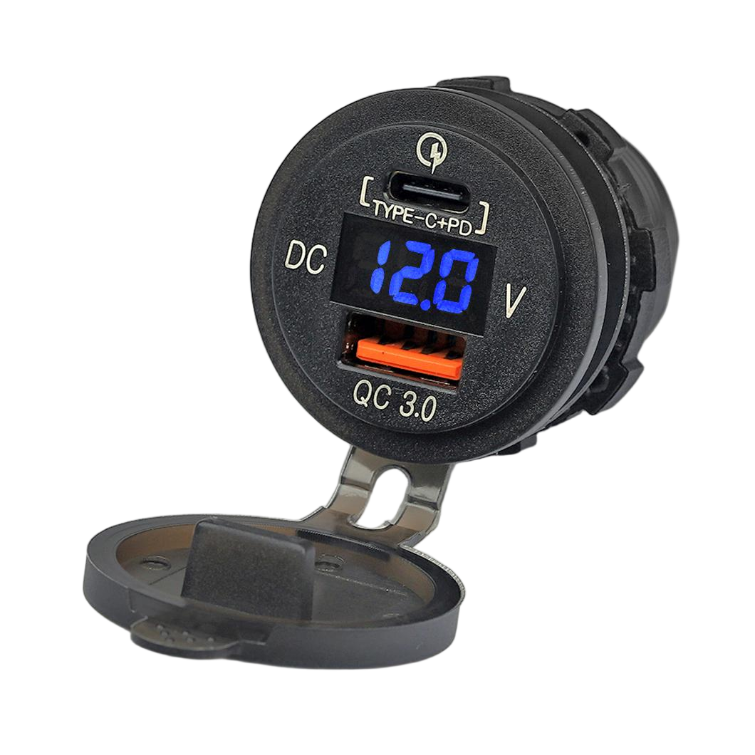 Welfnobl DS018B 12V Dual USB C PD3.0 QC3.0 Car Charger Socket