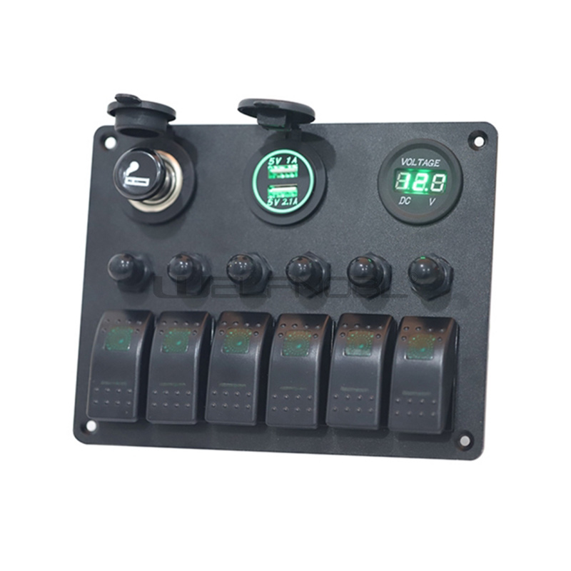 6 Gang ON Off Rocker Switch Panel