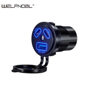 double PD QC3.0 USB socket with switch for boats