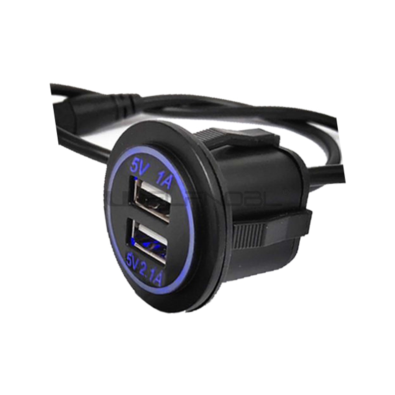 3.1A Dual USB socket square body with lines for boats