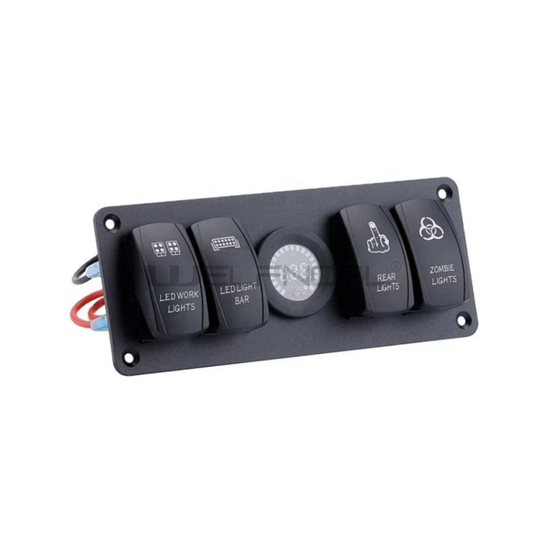 4 gang ship switch Laser carved panel with voltmeter