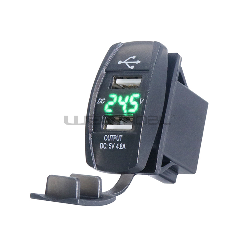 DC Voltmeter 5V 4.8A USB Motorcycle Waterproof Multi Car USB Charger Socket WIth Light