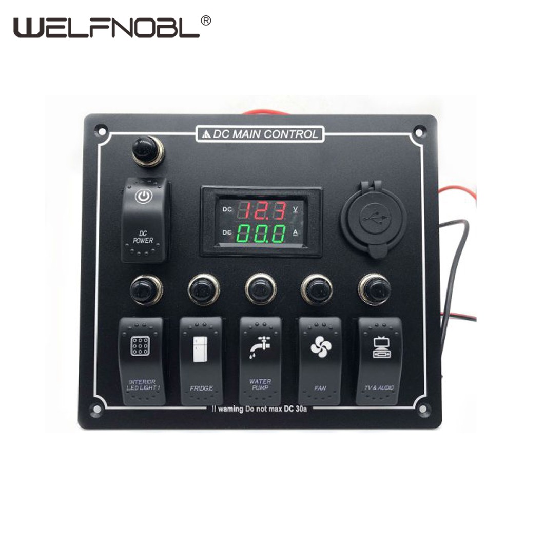 6 Gang Switch Panel with Electronic Relays Rocker Switch