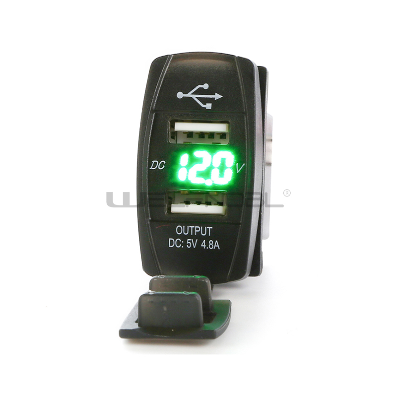 5V 4.8A USB Motorcycle Waterproof Multi Car USB Charger Socket WIth Light