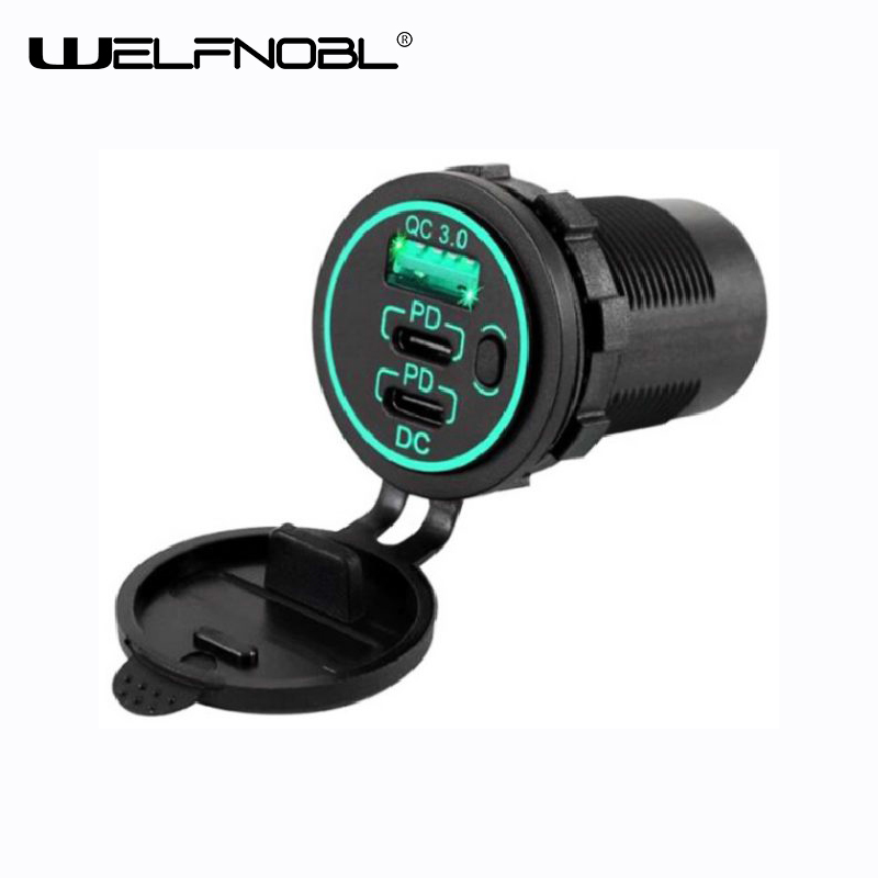 Dual PD QC3.0 USB with Switch for motorcycles