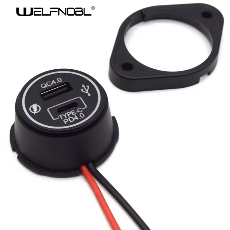 DS032B QC4.0 PD&USB socket diamond base with line for bus
