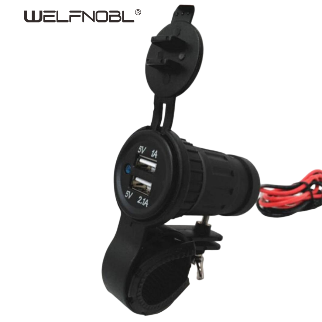 Motorcycle USB Charger Kit - Waterproof, QC3.0 Fast Charge, Handlebar Mount