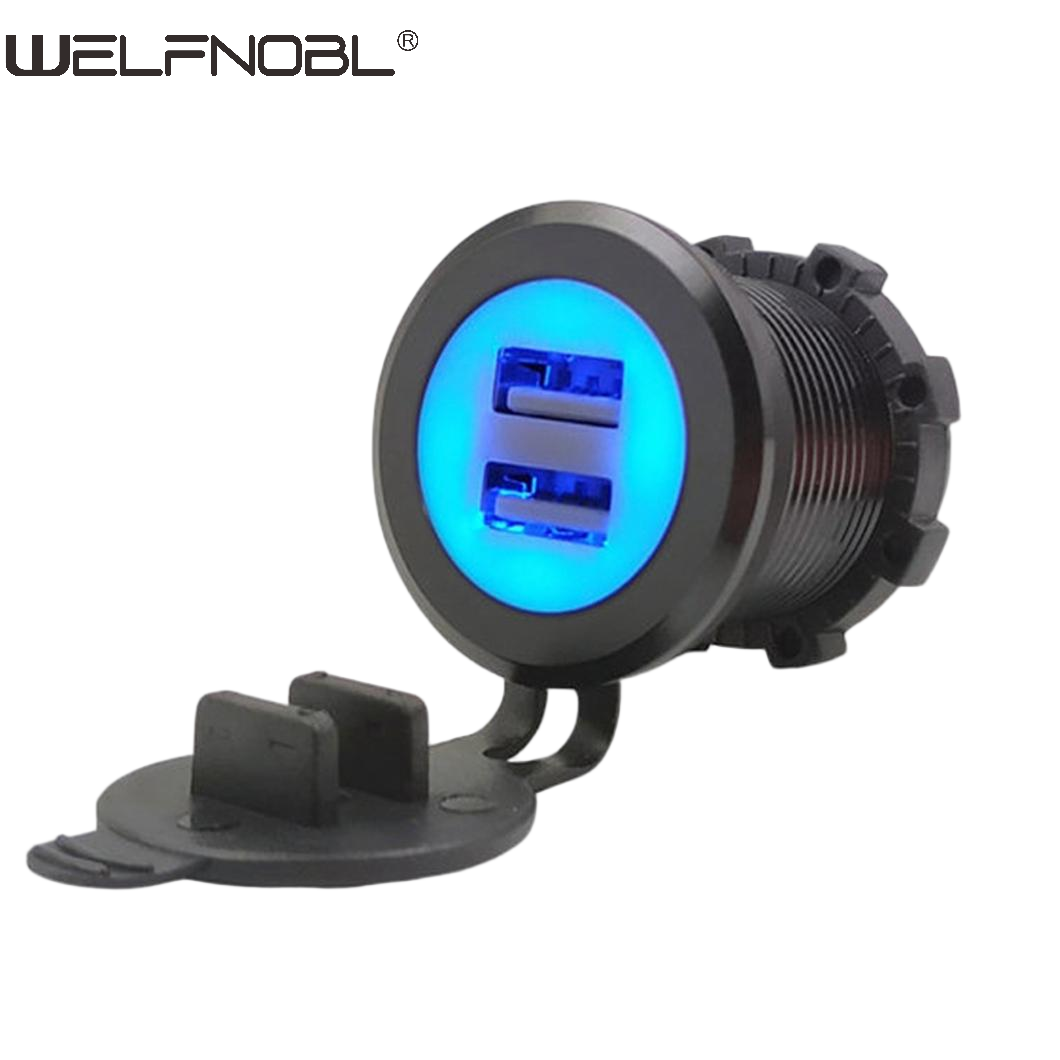 Dual USB socket with Full circle shiny for boats