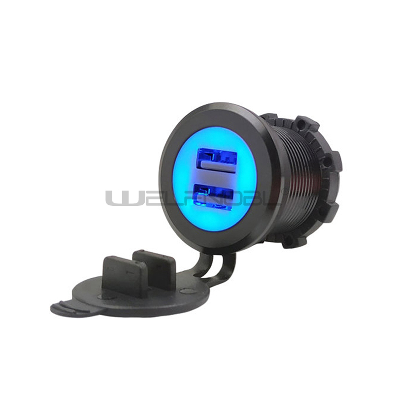 Dual USB socket with Full circle shiny for boats