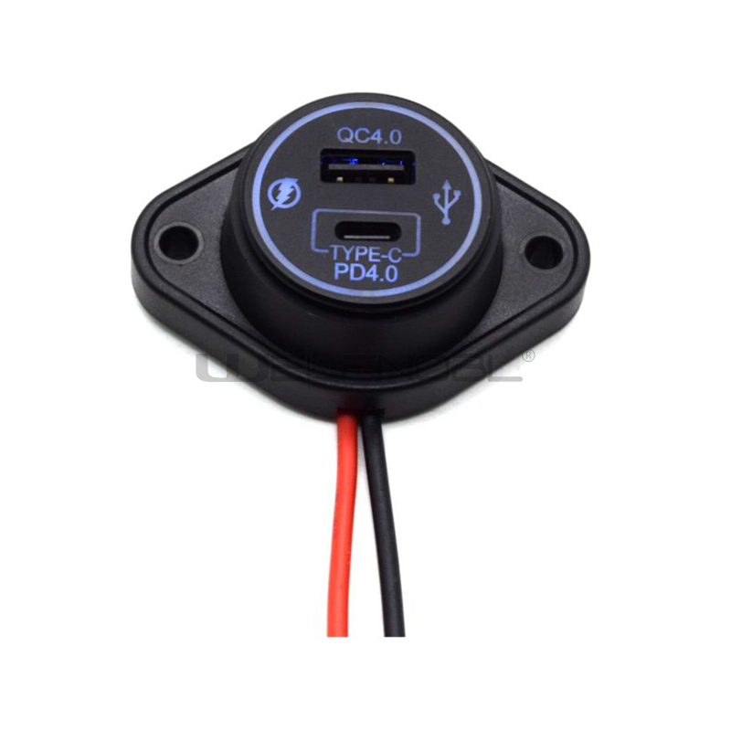 QC4.0 PD&USB socket diamond base with line for bus