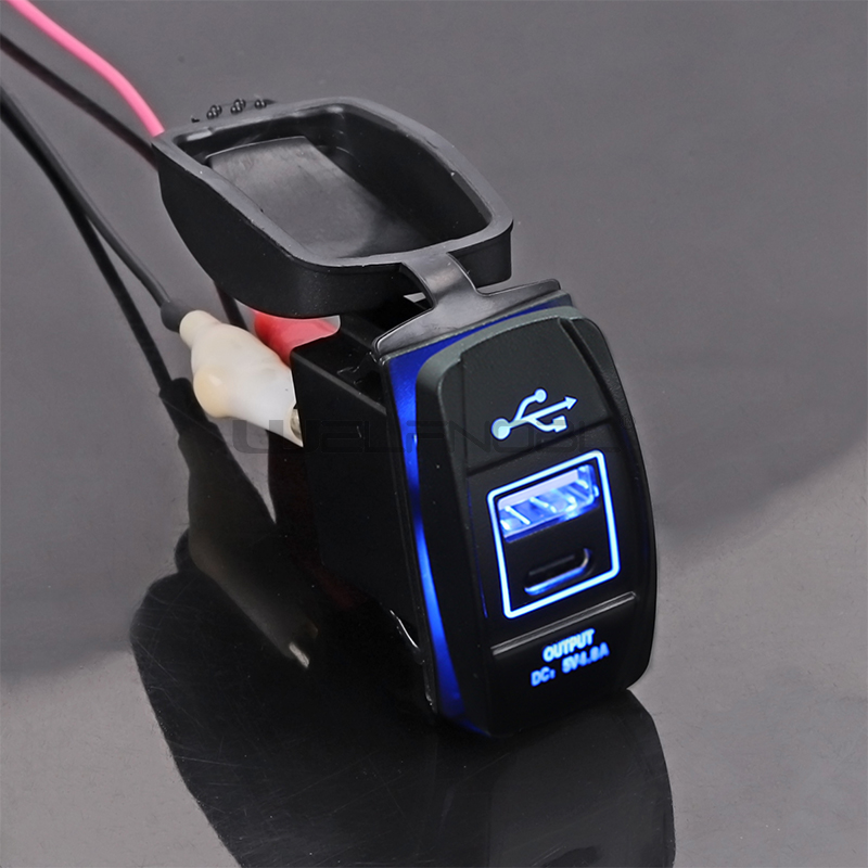 Rocker Switch Style USB Charger 4.8A PD Type C USB Charger