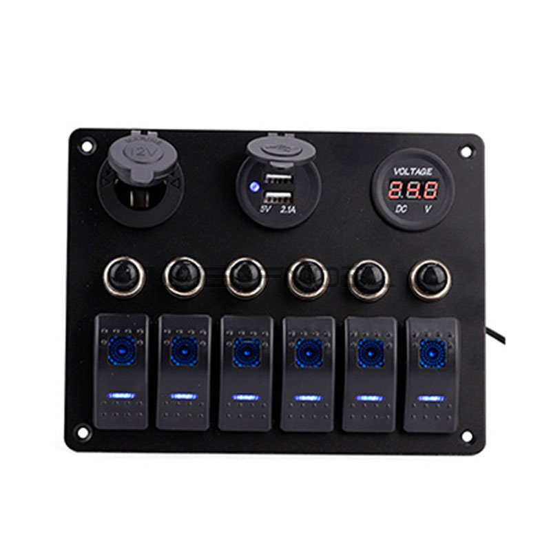 Aluminum 5 Gang Rocker Switch Panel