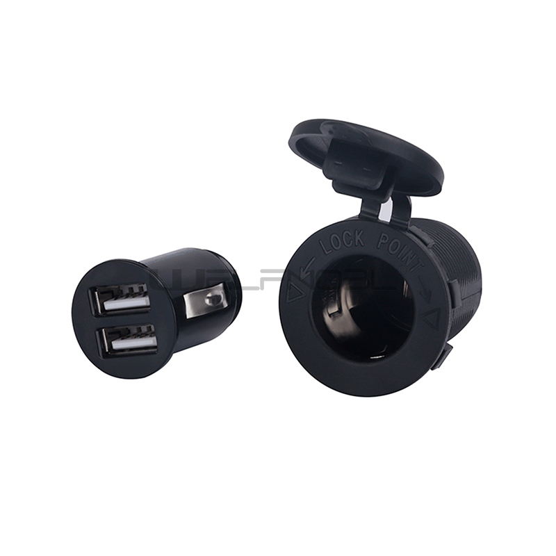 Dual USB Car Charger & 12~24V Power Socket Plug