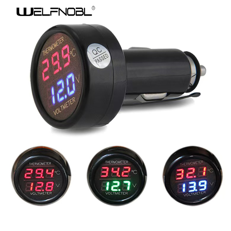 Temperature and Voltage Meters Dual Display Male plug