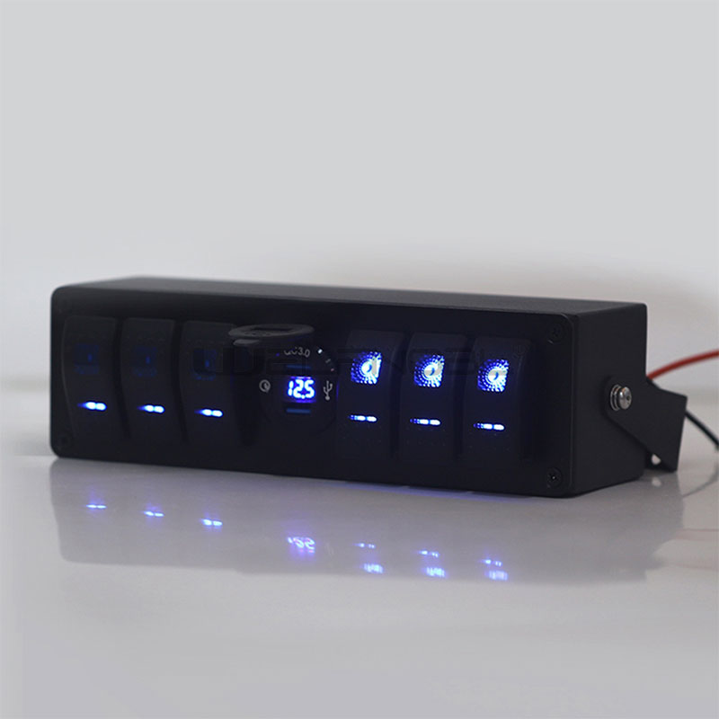 6 Gang Rocker Switch Box SPST Toggle Switch Panel