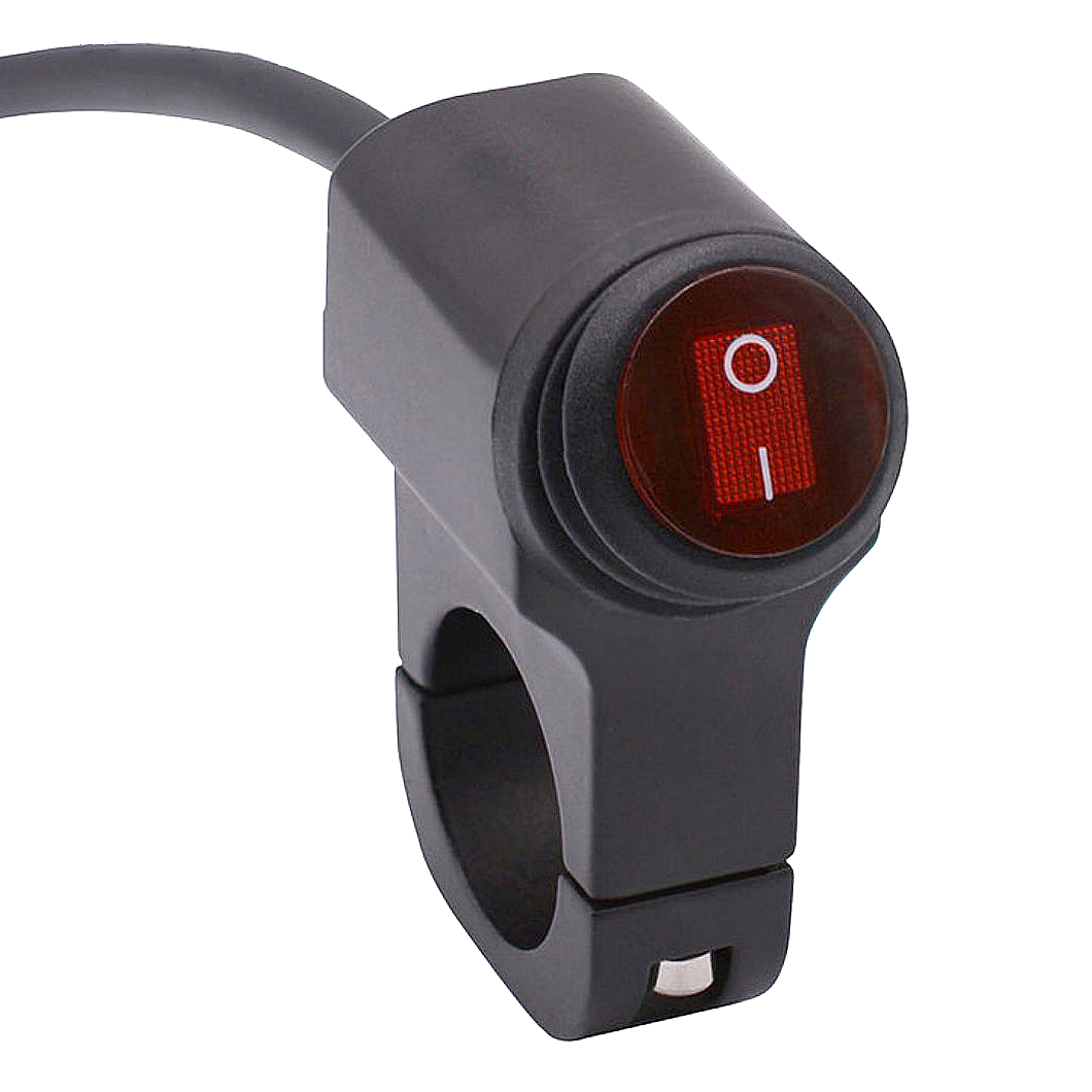Motorcycle Handlebar Modification:Aluminum Light with Red LED Rocker Switch
