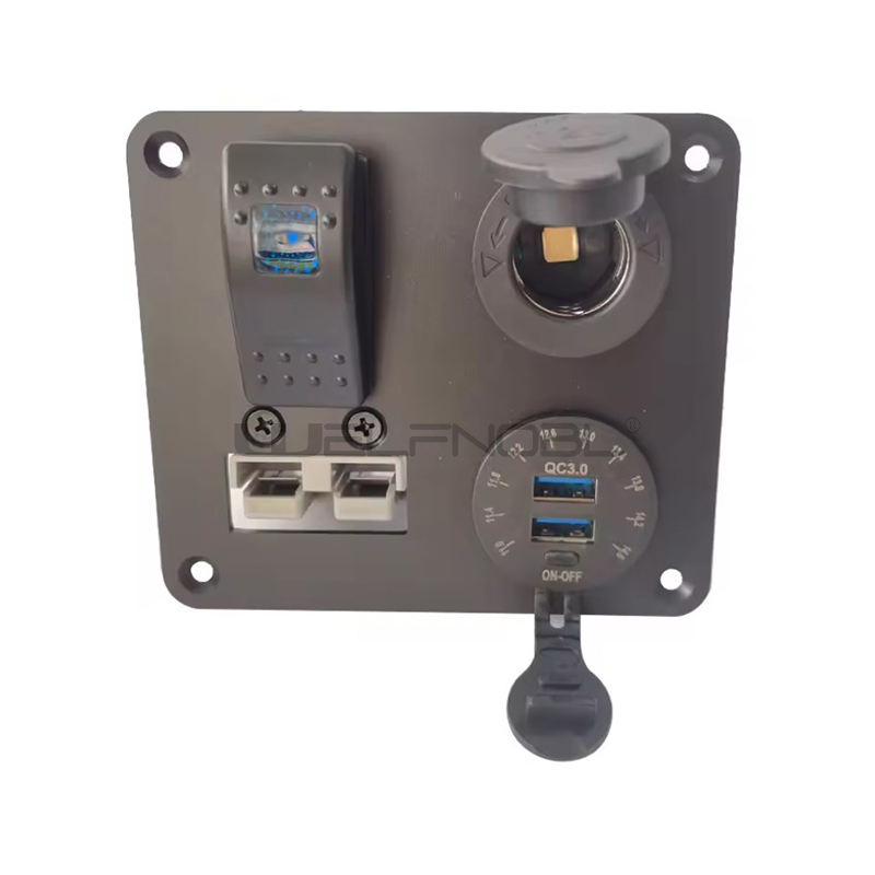 Modified car 12V Anderson socket combination panel