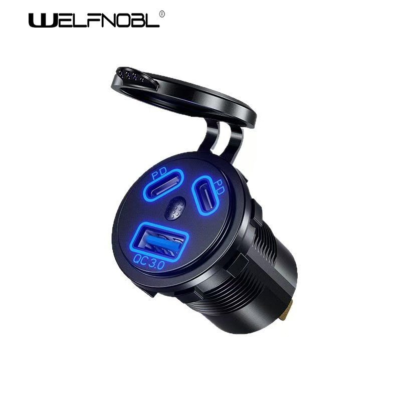 double PD QC3.0 USB socket with Voltmeter for bus