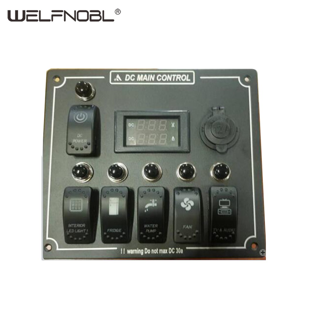 6 Gang Switch Panel with Electronic Relays Rocker Switch
