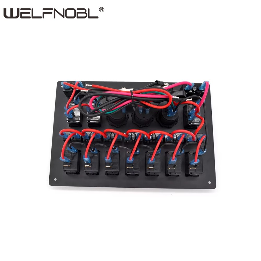 10 Gang AC/DC Circuit LED Car Marine 5 Pin Rocker Switch Panel