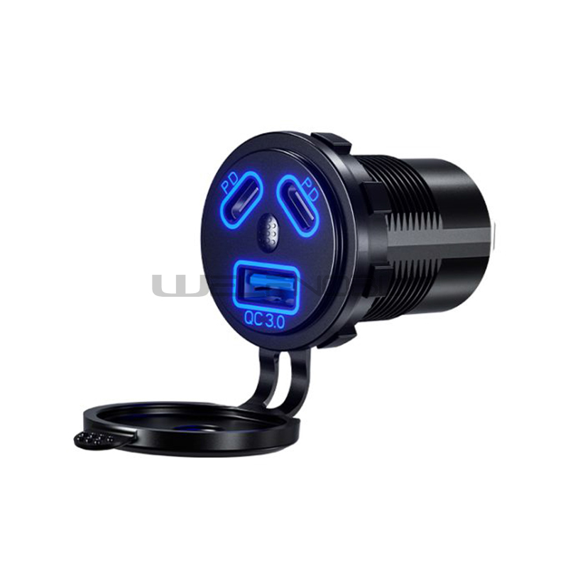 double PD QC3.0 USB socket with switch for boats