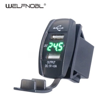 DC Voltmeter 5V 4.8A USB Motorcycle Waterproof Multi Car USB Charger Socket WIth Light