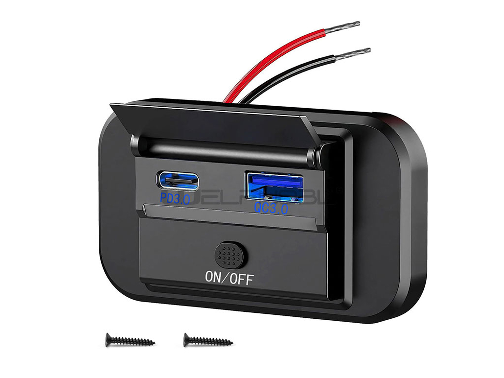 Ultimate Car USB Charger: DS003A Panel Mount Fast 2-Port USB Type-C Car USB Charger