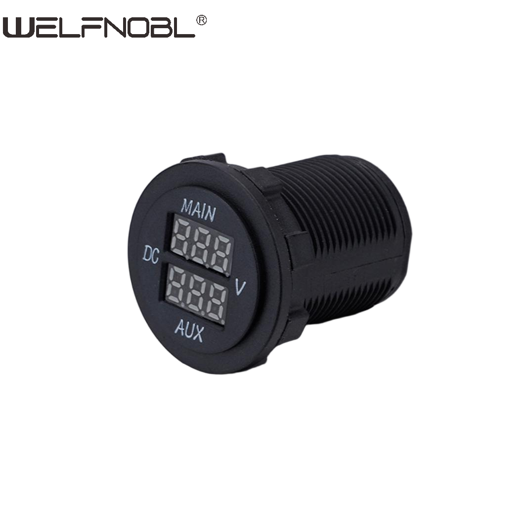 AUX Main Dual LED Car Volt Meter Voltage