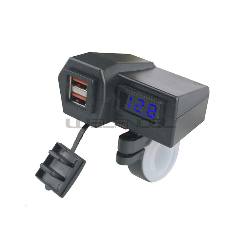 Motorcycle Dual USB Charger with Voltmeter and ON/Off Switch