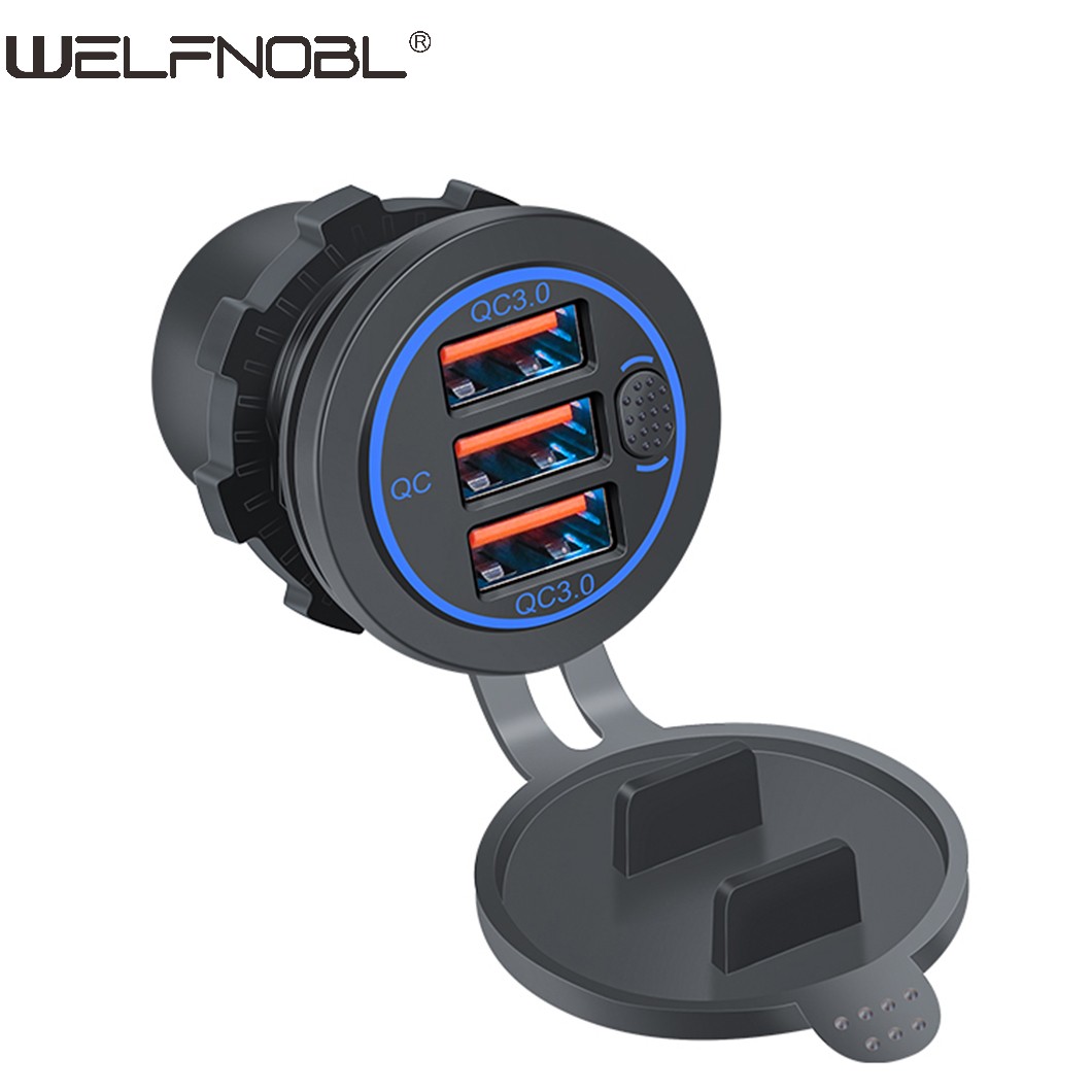 three QC3.0 USB socket with Switch for  bus