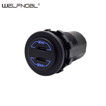 QC4.0 double PD socket with long body for cars