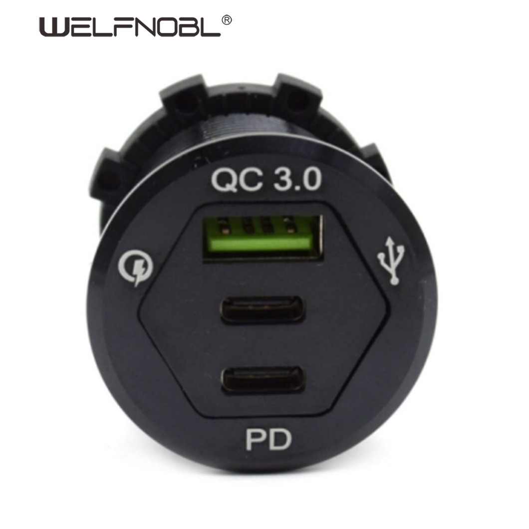 QC3.0 Dual Type C PD car charger