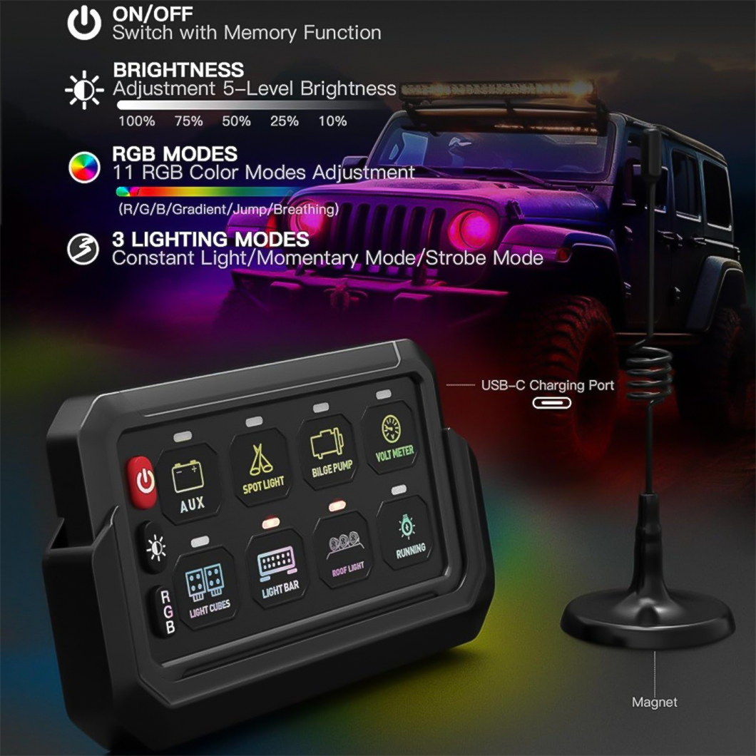 Welfnobl 8 Gang 12V Switch Panel