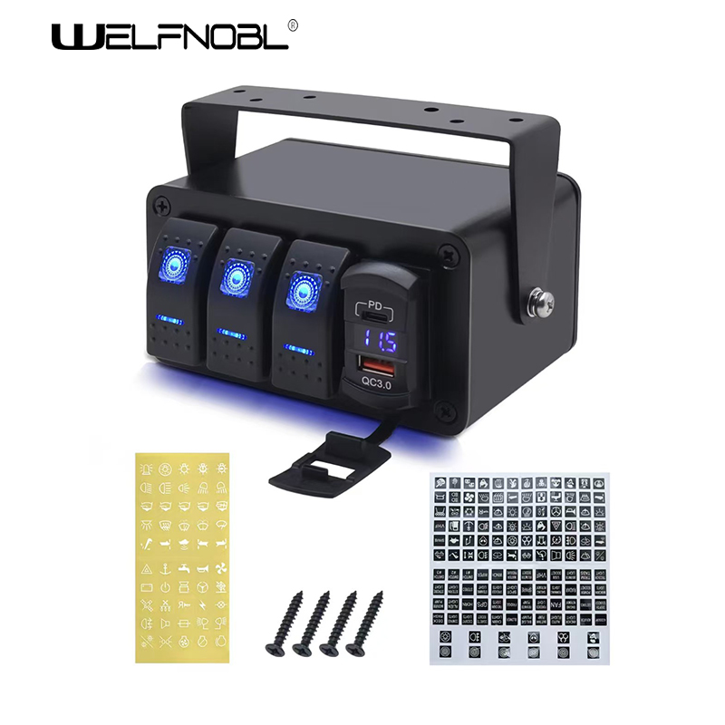 4 Gang box rocker switch panels