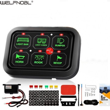 12V 6 Gang Switch Panel Switch with Relay System Fuse Protection Automatic Dimmable LED Control P...